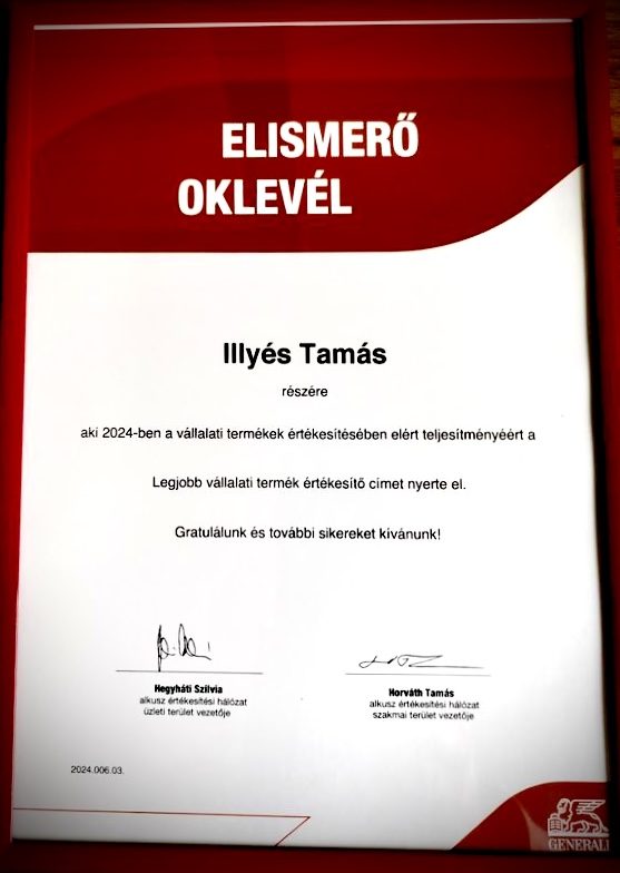 Generali - Legjobb vállalati termék értékesítő 2024